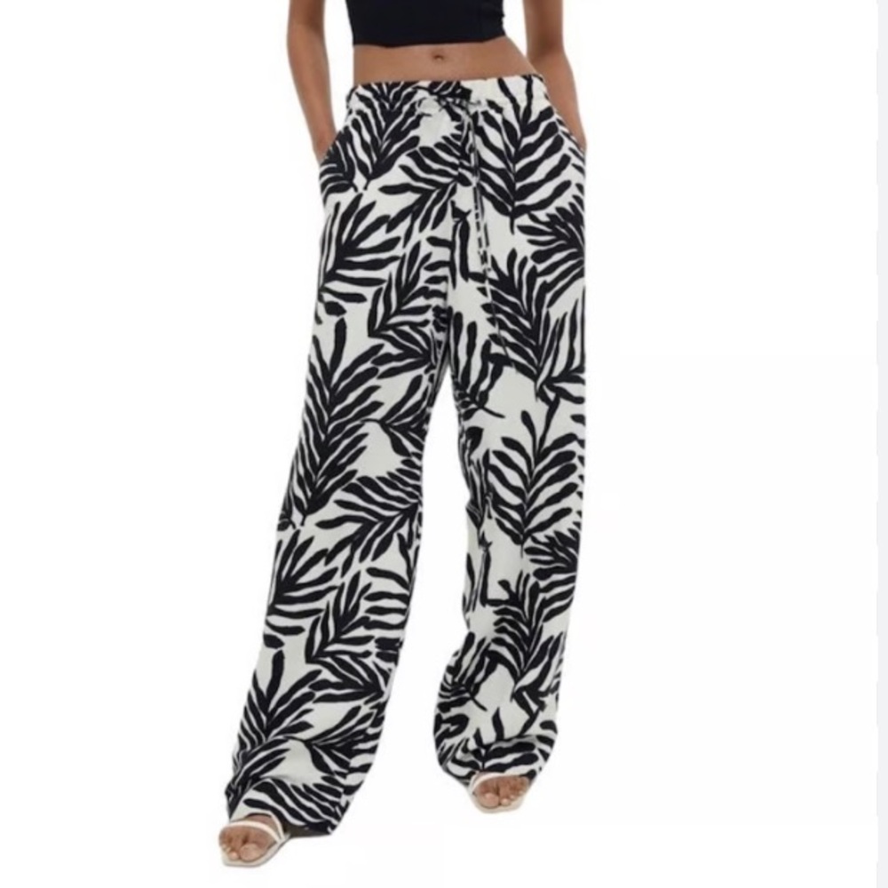 NEW H&M printed linen pants